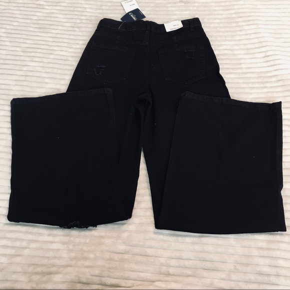 Forever 21 Black High Waisted Wide Leg Distressed - Picture 4 of 7